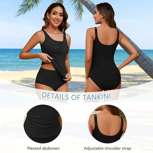 Century Star Ribbed Ruched Two Piece Tankini Swimsuits for Women 2024 Tummy Control Bathing Suit with Shorts Swimwear in Saudi Arabia
