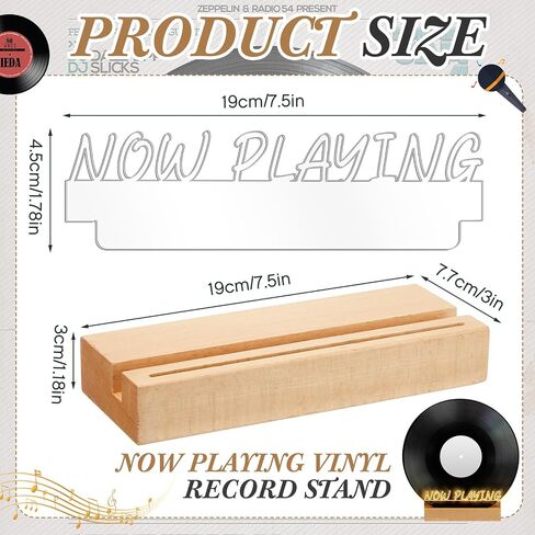 Now Playing Vinyl Record Stand Wall Mount Light up LED Vinyl Record Holder Wooden Acrylic Display with Warm White Lights for Albums Music Collection Gift Christmas (Battery Not Included) in Saudi Arabia