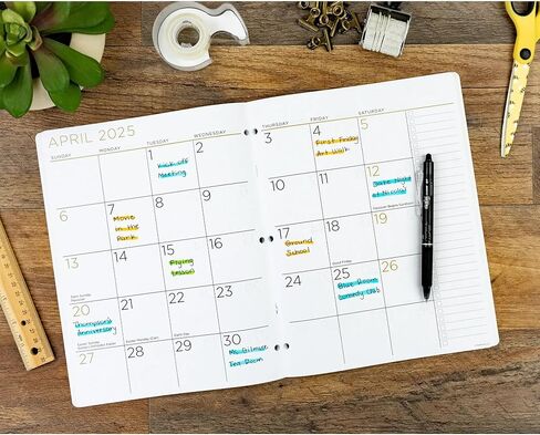 PlanAhead July 2024 - June 2026 Monthly Planner - 11"x8" 2 Year Academic Planner Notebook with Large Print - 3-Hole Punched Calendar Agenda for Student & Teacher - No Color Selection Available, Chosen Randomly in Saudi Arabia