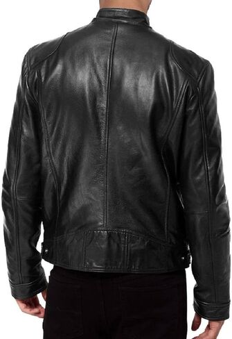 Laverapelle Men's Sword Black Genuine Lambskin Leather Biker Jacket - 1501533 in Saudi Arabia
