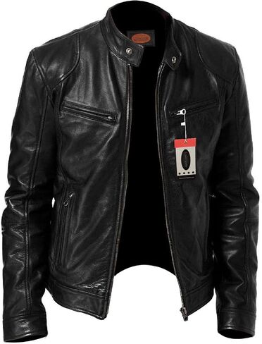 Laverapelle Men's Sword Black Genuine Lambskin Leather Biker Jacket - 1501533 in Saudi Arabia