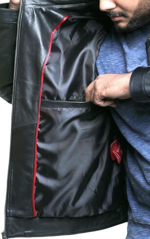Laverapelle Men's Sword Black Genuine Lambskin Leather Biker Jacket - 1501533 in Saudi Arabia