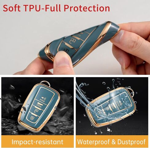 Gematay for Toyota Key Fob Cover Keychain, Car Key Case for 2018-2022 Camry RAV4 Highlander Avalon C-HR Prius Corolla GT86 Key Protector, Black in Saudi Arabia
