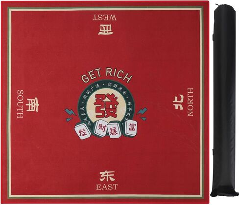 Table Cover for Mahjong, 31.1 Inches Mahjong Mat, Roll-up delivery with Carrying Bag (Red) in Saudi Arabia