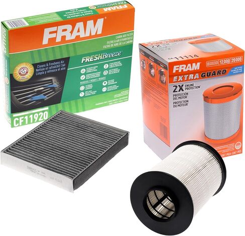 حزمة فلتر هواء ومقصورة هواء بديلة للسيارات من FRAM لمجموعة مختارة من طرازات Ford Escape وFocus وTransit Connect وLincoln MKC؛ المرشحات المتضمنة: CA11114 وCF11920 (FACB20010) in Saudi Arabia
