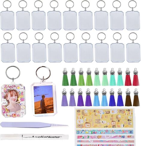 YCOSAN Acrylic Photo Frame Keyrings,1.58 x 2.2 inch/4 x 5.7cm Personalized Keychains, Photo Insert Keychains, 52 Pcs DIY Picture Keychains Kit in Saudi Arabia