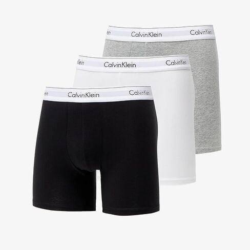 سروال بوكسر رجالي من Calvin Klein مصنوع من القطن القابل للتمدد مكون من 3 قطع، رمادي منقط/أسود/أبيض، مقاس متوسط in Saudi Arabia