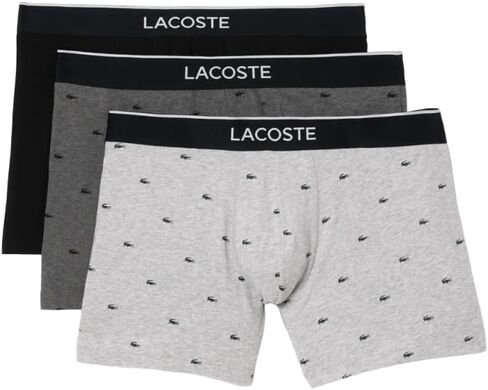 Lacoste Men’s Cotton Stretch Mini Croc Print Boxer Briefs, 3-Pack in Saudi Arabia