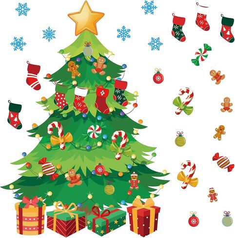 Tatuo 125 Pcs Big Christmas Tree Bulletin Board Set 47 x 46 Inch Christmas Tree Background Christmas Cutouts Stockings Snowflakes Bulletin Board for Classroom Home Chalkboard Wall Decoration in Saudi Arabia