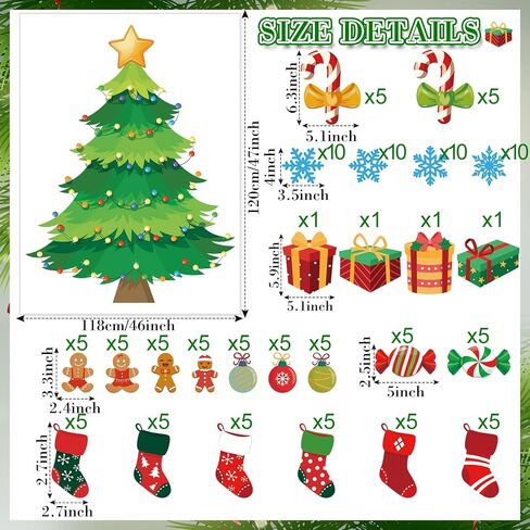 Tatuo 125 Pcs Big Christmas Tree Bulletin Board Set 47 x 46 Inch Christmas Tree Background Christmas Cutouts Stockings Snowflakes Bulletin Board for Classroom Home Chalkboard Wall Decoration in Saudi Arabia