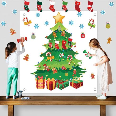 Tatuo 125 Pcs Big Christmas Tree Bulletin Board Set 47 x 46 Inch Christmas Tree Background Christmas Cutouts Stockings Snowflakes Bulletin Board for Classroom Home Chalkboard Wall Decoration in Saudi Arabia