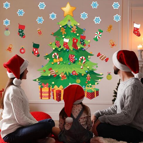 Tatuo 125 Pcs Big Christmas Tree Bulletin Board Set 47 x 46 Inch Christmas Tree Background Christmas Cutouts Stockings Snowflakes Bulletin Board for Classroom Home Chalkboard Wall Decoration in Saudi Arabia