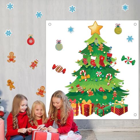 Tatuo 125 Pcs Big Christmas Tree Bulletin Board Set 47 x 46 Inch Christmas Tree Background Christmas Cutouts Stockings Snowflakes Bulletin Board for Classroom Home Chalkboard Wall Decoration in Saudi Arabia