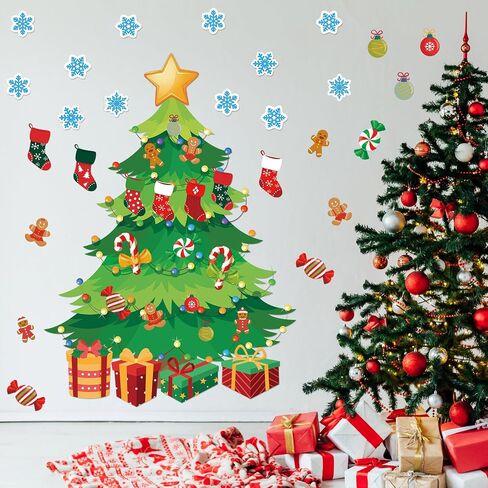 Tatuo 125 Pcs Big Christmas Tree Bulletin Board Set 47 x 46 Inch Christmas Tree Background Christmas Cutouts Stockings Snowflakes Bulletin Board for Classroom Home Chalkboard Wall Decoration in Saudi Arabia