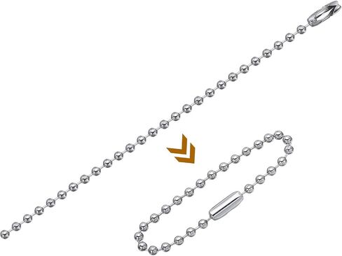 HARFINGTON 20pcs Ball Beads Chain 4 Inch 2.4mm Diameter Stainless Steel Dog Tag Keychain Ball Connector Clasp for Jewelry Making Necklace DIY Crafts, Silver Tone in Saudi Arabia