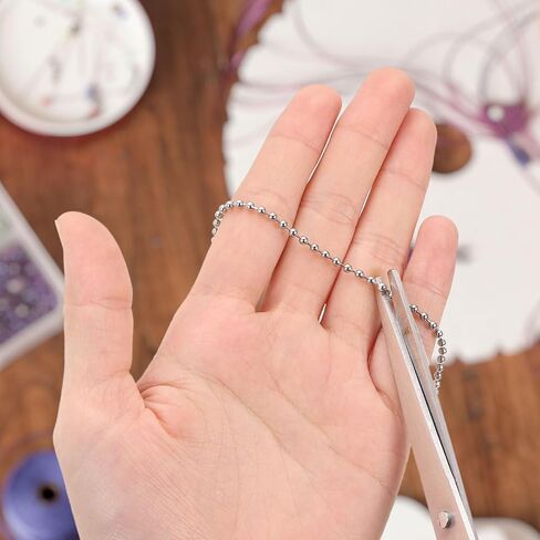 HARFINGTON 20pcs Ball Beads Chain 4 Inch 2.4mm Diameter Stainless Steel Dog Tag Keychain Ball Connector Clasp for Jewelry Making Necklace DIY Crafts, Silver Tone in Saudi Arabia