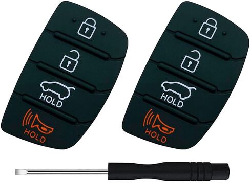 Replacement Flip Folding Smart Keyless Entry Remote Control Key Fob Rubber Button Pad for 2013 2014 2015 2016 2017 2018 Hyundai Santa Fe Sport Sonata Car Key Fob Case Shell (4 Button-1pcs) in Saudi Arabia