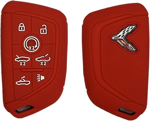 حافظة مفاتيح Key-Fob Shell لـ Corvette C8 - متوافقة مع مفتاح التحكم عن بعد الذكي Corvette C8، سيليكون ممتاز لحماية مفتاح السيارة (ألياف الكربون، 7 أزرار) in Kuwait