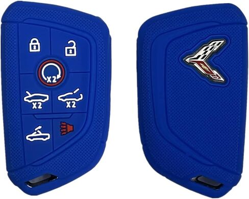 حافظة مفاتيح Key-Fob Shell لـ Corvette C8 - متوافقة مع مفتاح التحكم عن بعد الذكي Corvette C8، سيليكون ممتاز لحماية مفتاح السيارة (ألياف الكربون، 7 أزرار) in Kuwait
