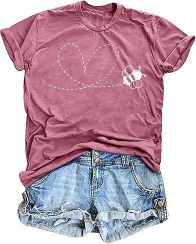 Bee T-Shirt for Women: Cute Bee Graphic Shirts Bee Kind T Shirt Funny Inspirational Casual Tees Tops in Saudi Arabia