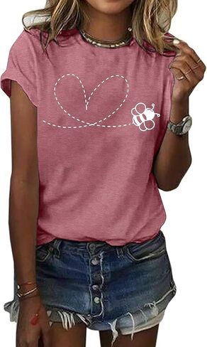 Bee T-Shirt for Women: Cute Bee Graphic Shirts Bee Kind T Shirt Funny Inspirational Casual Tees Tops in Saudi Arabia
