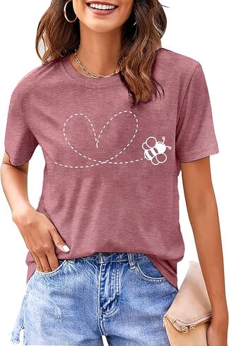 Bee T-Shirt for Women: Cute Bee Graphic Shirts Bee Kind T Shirt Funny Inspirational Casual Tees Tops in Saudi Arabia