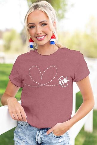 Bee T-Shirt for Women: Cute Bee Graphic Shirts Bee Kind T Shirt Funny Inspirational Casual Tees Tops in Saudi Arabia