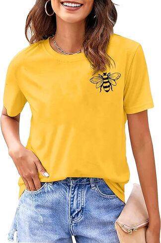 Bee T-Shirt for Women: Cute Bee Graphic Shirts Bee Kind T Shirt Funny Inspirational Casual Tees Tops in Saudi Arabia