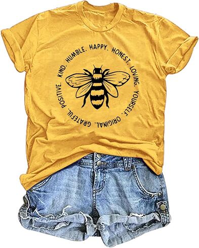 Bee T-Shirt for Women: Cute Bee Graphic Shirts Bee Kind T Shirt Funny Inspirational Casual Tees Tops in Saudi Arabia