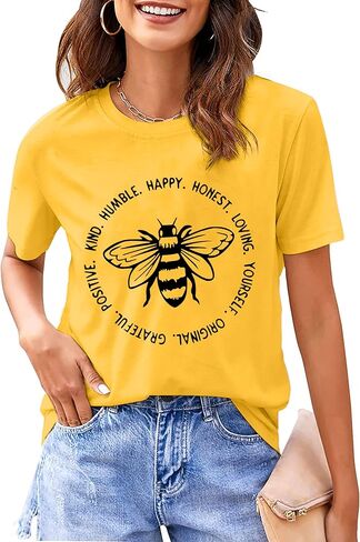 Bee T-Shirt for Women: Cute Bee Graphic Shirts Bee Kind T Shirt Funny Inspirational Casual Tees Tops in Saudi Arabia