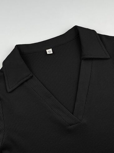 iGENJUN Womens Long Sleeve V Neck Polo Shirts Business Casual Collared Work Top Slim Fitted Basic 2024 Fall Shirt in Saudi Arabia