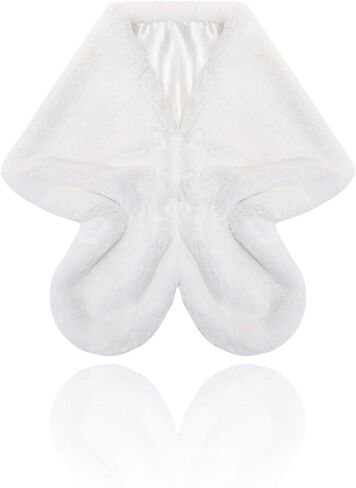 Wedding Faux Fur Shawl Wrap Winter Stole Shrug Bridal Evening Cape Scarf Cover Up for Bride and Bridesmaids in Saudi Arabia