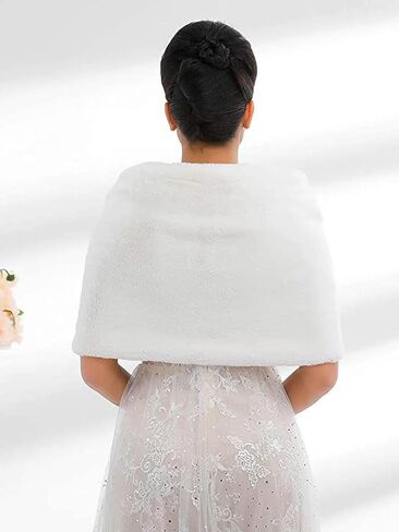 Wedding Faux Fur Shawl Wrap Winter Stole Shrug Bridal Evening Cape Scarf Cover Up for Bride and Bridesmaids in Saudi Arabia