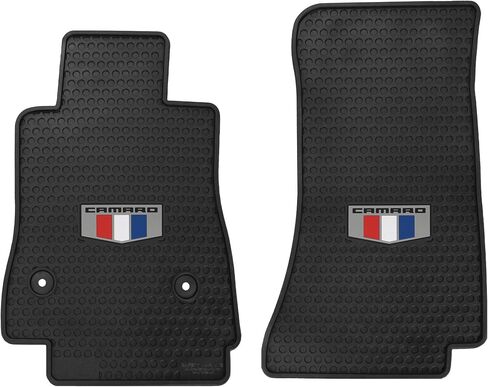 Lloyd Mats Heavy Duty Signature Rubber All Weather Floor Mats for Chevy Camaro 2016-2024 - Tri Color Shield (2PC - Fronts, Black) in Kuwait