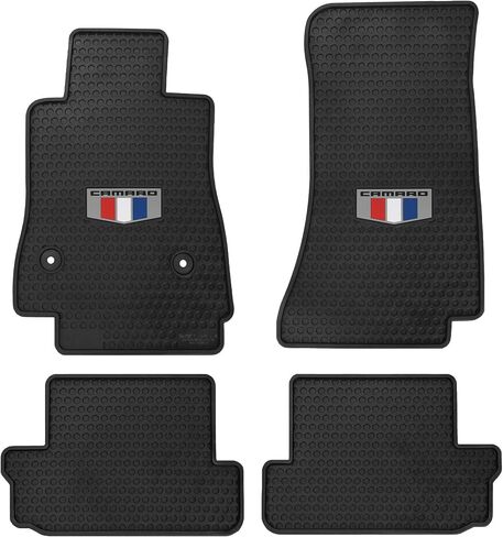 Lloyd Mats Heavy Duty Signature Rubber All Weather Floor Mats for Chevy Camaro 2016-2024 - Tri Color Shield (2PC - Fronts, Black) in Kuwait