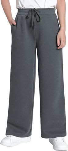 Weintee Women's Petite Wide Leg Fleece Sweatpants with Pockets in Kuwait