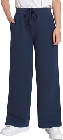 Weintee Women's Petite Wide Leg Fleece Sweatpants with Pockets in Kuwait