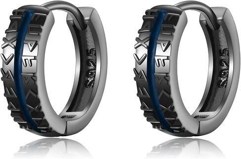 Mens Viking Earrings Rune 925 Sterling Silver Norse Earrings Hoop Earrings For Men Enamel Earrings Jewelry Gifts For Mens in Saudi Arabia