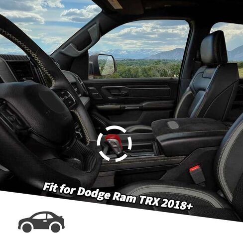 Jimen مناسب لـ Dodge Ram 1500 TRX 2021-2024، قطعتان من غطاء مقبض ناقل الحركة (أحمر) in Saudi Arabia