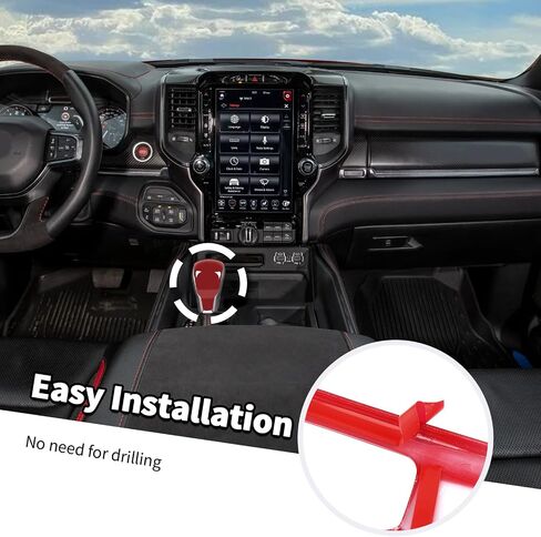 Jimen مناسب لـ Dodge Ram 1500 TRX 2021-2024، قطعتان من غطاء مقبض ناقل الحركة (أحمر) in Saudi Arabia