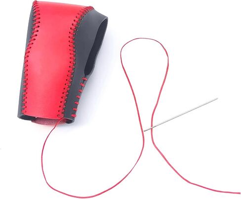 Compatible with DIY Genuine Leather Gear Shift Knob Cover Interior Accessories Protective Cover Decoration for Honda CRV 2012 2013 2014 2015 2016 Black Red with Red Stitches in Saudi Arabia