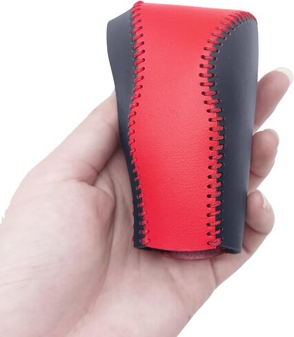 Compatible with DIY Genuine Leather Gear Shift Knob Cover Interior Accessories Protective Cover Decoration for Honda CRV 2012 2013 2014 2015 2016 Black Red with Red Stitches in Saudi Arabia