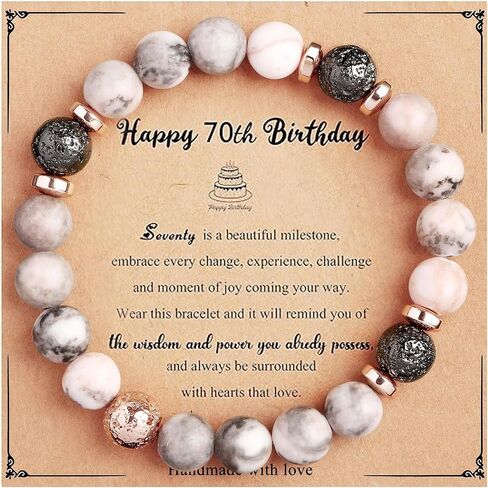 Natural Stone Bracelets Presents for Women, 50th 70th Birthday Presents for Her Friend Wife Grandma Sister Bead Bracelet Presents for Mom Coworker Presents for 50 70 Year Old Woman in Saudi Arabia