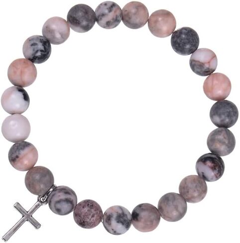 Fuqimanman2020 Christian Gifts for Women Men, Inspirational Gifts Natural Stone Cross Bracelet with Card, Catholic Religious Gifts for Women Friends in Saudi Arabia