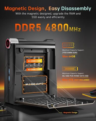 ACEMAGICIAN Mini PC, AMD Ryzen 9 6900HX(up to 4.9 GHz), 32GB DDR4 1TB NVME SSD Mini Tower PC, AMD Radeon 680M Mini Desktop Computer Support BT5.2/RGB Lights/HDMI/Type-C/Wifi6 in Saudi Arabia