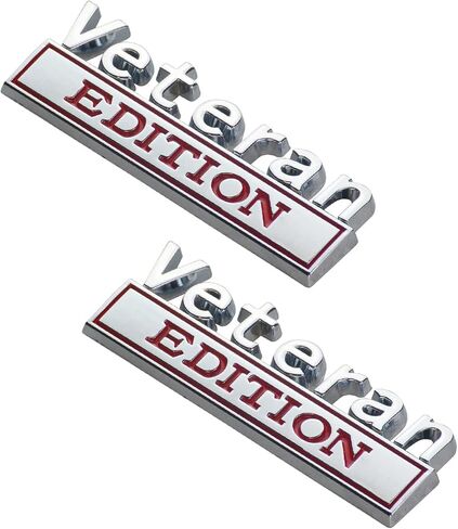 EmbRoom 2PCS Veteran Edition Car Decal Emblem 3D Letters Badge Truck Adhesive Conservative Stickers, Funny Decals Adhesive Letters Fit for Vehicle, Truck, SUV, Door Decoration (Silver Black) in Saudi Arabia
