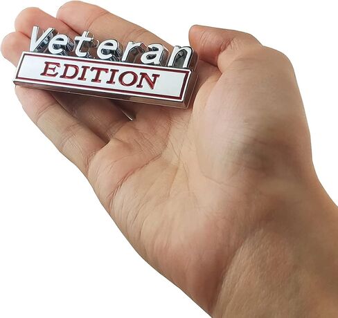 EmbRoom 2PCS Veteran Edition Car Decal Emblem 3D Letters Badge Truck Adhesive Conservative Stickers, Funny Decals Adhesive Letters Fit for Vehicle, Truck, SUV, Door Decoration (Silver Black) in Saudi Arabia