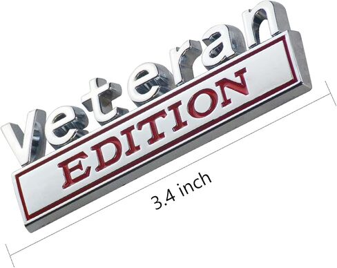 EmbRoom 2PCS Veteran Edition Car Decal Emblem 3D Letters Badge Truck Adhesive Conservative Stickers, Funny Decals Adhesive Letters Fit for Vehicle, Truck, SUV, Door Decoration (Silver Black) in Saudi Arabia