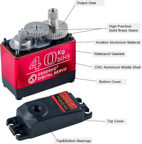 4PCS 40KG High Torque 6V Waterproof Digital Full Metal Stainless Steel Gear Motor Servo 25T Arm for DIY Anduino RC Cars Truck 180° in Saudi Arabia