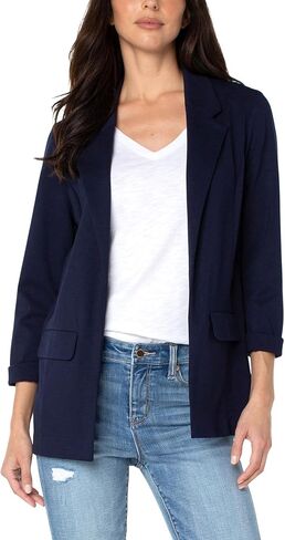 Liverpool Los Angeles Womens Boyfriend Blazer with Princess Darts Super Stretch Ponte, Cadet Blue, Small in Kuwait